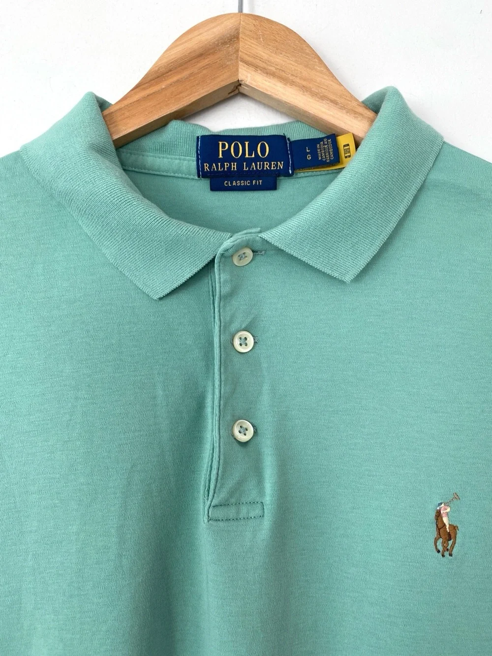 Polo by Ralph Lauren Seafoam Green Short Sleeve Polo Shirt Sz L Multicolor Pony - Picture 2 of 10